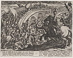 Plate 11: Civilis' Troops Crossing the Maas River, from The War of the Romans Against the Batavians (Romanorvm et Batavorvm societas), Antonio Tempesta  Italian, Etching, first state of two, issue 1 (Bartsch)