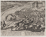 Plate 12: Pulling a Vessel Loaded with Grain to Shore, from The War of the Romans Against the Batavians (Romanorvm et Batavorvm societas), Antonio Tempesta  Italian, Etching, first state of two, issue 1 (Bartsch)