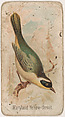 Maryland Yellow-throat, from the Zoo Birds series (E30) issued by The Philadelphia Confections Co. to promote Zoo Caramels, The Philadelphia Confections Co.  American, Commercial color lithograph