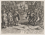 Plate 2: The Romans Taking Old Dutch Men as Hostages and Seducing Young Ones, from The War of the Romans Against the Batavians (Romanorvm et Batavorvm societas), Antonio Tempesta  Italian, Etching, first state of two, issue 1 (Bartsch)