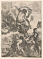 Mercury (Hermes), Juno (?) Mars, and a group of figures below (shepherds, musicians), Anonymous, Italian, 17th century  Italian, Etching