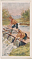 Card 17, To Build a Barrel Bridge, from the Boy Scouts series (E41), issued by the Scout Gum Company or to promote Harlequin Taffy Candy, Scout Gum Company, Rochester, New York or American, Commercial color lithograph