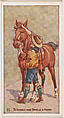 Card 21, To Saddle and Bridle a Horse, from the Boy Scouts series (E41), issued by the Scout Gum Company or to promote Harlequin Taffy Candy, Scout Gum Company, Rochester, New York or American, Commercial color lithograph