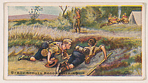 Card 9, Boy Scouts Reconnoitering, from the Boy Scouts series (E41), issued by the Scout Gum Company or to promote Harlequin Taffy Candy, Scout Gum Company, Rochester, New York or American, Commercial color lithograph