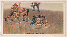 Card 11, Sleuth Hounds, from the Boy Scouts series (E41), issued by the Scout Gum Company or to promote Harlequin Taffy Candy, Scout Gum Company, Rochester, New York or American, Commercial color lithograph