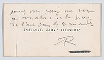 Pierre-Auguste Renoir, calling card, Anonymous, Engraving