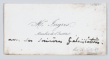 J.A.D. Ingres, calling card, Anonymous, Engraving