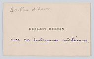Odilon Redon, calling card, Anonymous, Letterpress