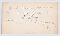 Edgar Degas, calling card, Anonymous, Letterpress