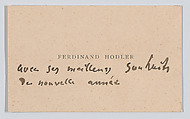 Ferdinand Hodler, calling card, Anonymous, Letterpress