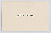 Joan Miró, calling card, Anonymous, Engraving