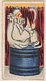 Clown seated on barrel, from the Circus Caramels series (E43) issued by the American Caramel Company to promote Circus Caramels, American Caramel Company, Philadelphia American, Commercial color lithograph