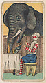 Elephant interrupts clown's dinner, from the Circus Caramels series (E43) issued by the American Caramel Company to promote Circus Caramels, American Caramel Company, Philadelphia American, Commercial color lithograph