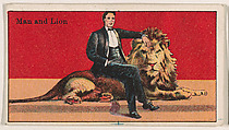 Man and Lion, from The Circus series (E44) issued by Messer's Gum, Messer's Gum American, Commercial color lithograph
