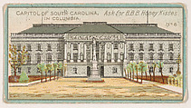 Number 8, Capitol of South Carolina, Columbia, from the "State Capitols" series (E48), issued for B.B.B. Honey Kisses, BBB Honey Kisses  American, Commercial color lithograph