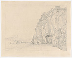 A Grotto near Sorrento, with a Distant View of the Vesuvius, Heinrich Reinhold  German, Graphite