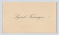 Lyonel Feininger, calling card, Anonymous, Letterpress