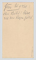 Lyonel Feininger, calling card, Anonymous, Letterpress