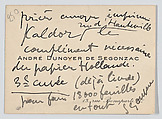 André-Dunoyer de Segonzac, calling card, Anonymous, Engraving