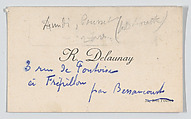 Robert Delaunay, calling card, Anonymous, Letterpress