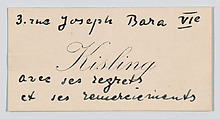 Moïse Kisling, calling card, Anonymous, Letterpress