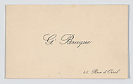Georges Braque, calling card, Anonymous, Letterpress