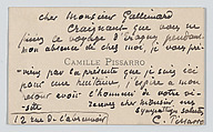 Camille Pissarro, calling card, Anonymous, Letterpress