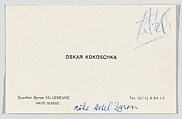 Oskar Kokoschka, calling card, Anonymous, Engraving