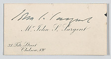 John Singer Sargent, calling card, Anonymous, Engraving