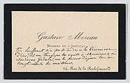 Gustave Moreau, calling card, Anonymous, Letterpress