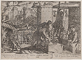 Plate 24: The Israelites Rebuilding the Walls of Jerusalem, from "The Battles of the Old Testament", Antonio Tempesta Italian, Etching