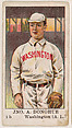 Jno. A. Donohue, 1st Base, Washington, American League, from the Baseball Caramels series (E91-C) for the American Caramel Company, American Caramel Company, Philadelphia  American, Commercial color lithograph