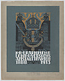 Design for the cover of the 25th anniversary publication of the Viennese Graphic Design School (1888-1913), Erwin Puchinger  Austrian, Black and white gouache with gold paint over graphite underdrawing, on blue paper
