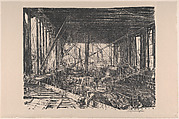 On the Floor of the Train Ferry (On the Clyde, no. 3), Sir Muirhead Bone  British, Scottish, Lithograph
