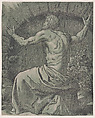 A hermit, Monogrammist YHS  Italian, Chiaroscuro woodcut from two blocks in blue-green ink