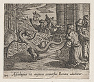 Plate 149: Aesculapius as a Serpent, Among the Romans (AEsculapius in anguem conversus Roman advehitur), from Ovid's "Metamorphoses", Antonio Tempesta Italian, Etching