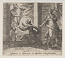 Plate 20: Mercury Turning Aglauros to Stone (Aglauros a Mercurio in lapidem transformatur), from Ovid's 'Metamorphoses', Antonio Tempesta Italian, Etching