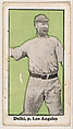 Delhi, Pitcher, Los Angeles, from the "30 Ball Players" series (E100), issued by Bishop & Company, Bishop & Company, Los Angeles American, Commercial color lithograph