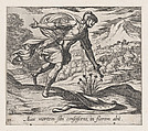 Plate119: The Death of Ajax (Aiax moretm Sibi consciscens, in florem abit), from Ovid's 'Metamorphoses', Antonio Tempesta  Italian, Etching