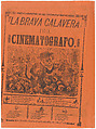 The brave cinematographer skeleton, José Guadalupe Posada (Mexican, Aguascalientes 1852–1913 Mexico City), Zincograph and letterpress on orange paper (printed off-centre on sheet)