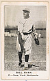 Bill Ryan, Pitcher, New York Nationals, from the American Caramel Baseball Players series (E121) for the American Caramel Company, American Caramel Company, Lancaster and York, Pennsylvania  American, Photolithograph