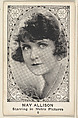 Card 6, May Allison, Starring in Metro Pictures, from the Movie Actors and Actresses series (E123), issued by the American Caramel Company, American Caramel Company, Lancaster and York, Pennsylvania  American, Photolithograph