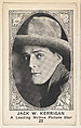 Card 22, Jack W. Kerrigan, A Leading Motion Picture Star, from the Movie Actors and Actresses series (E123), issued by the American Caramel Company, American Caramel Company, Lancaster and York, Pennsylvania  American, Photolithograph