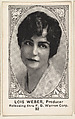 Card 32, Lois Weber, Producer, Releasing through F.B. Warren Corporation, from the Movie Actors and Actresses series (E123), issued by the American Caramel Company, American Caramel Company, Lancaster and York, Pennsylvania  American, Photolithograph