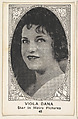 Card 45, Viola Dana, Star in Metro Pictures, from the Movie Actors and Actresses series (E123), issued by the American Caramel Company, American Caramel Company, Lancaster and York, Pennsylvania American, Photolithograph