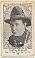 Card 63, Dustin Farnum, Star of Fox Film Corporation, from the Movie Actors and Actresses series (E123), issued by the American Caramel Company, American Caramel Company, Lancaster and York, Pennsylvania American, Photolithograph