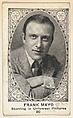 Card 80, Frank Mayo, Starring in Universal Pictures, from the Movie Actors and Actresses series (E123), issued by the American Caramel Company, American Caramel Company, Lancaster and York, Pennsylvania  American, Photolithograph