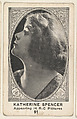 Card 91, Katherine Spencer, Appearing in R-C Pictures, from the Movie Actors and Actresses series (E123), issued by the American Caramel Company, American Caramel Company, Lancaster and York, Pennsylvania American, Photolithograph