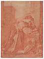 Melancholia, Henri Simon Thomassin  French, Red chalk