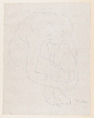 "La seconde a une abondante chevelure...", Auguste Rodin French, Lithograph, contours only